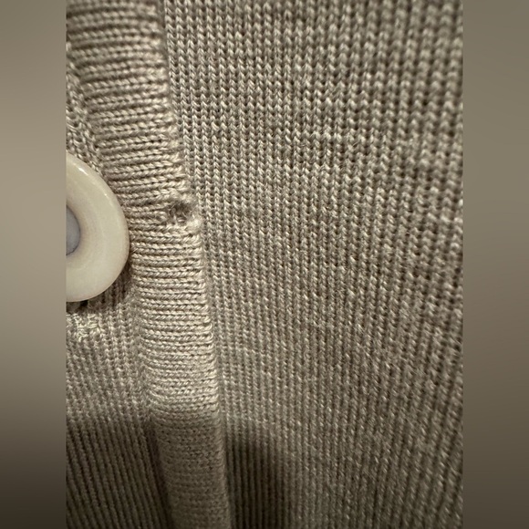 SET JAEGER 💯 Merino Wool Long Cardigan w dress midi gray pewter modest warm M/L - Picture 5 of 7